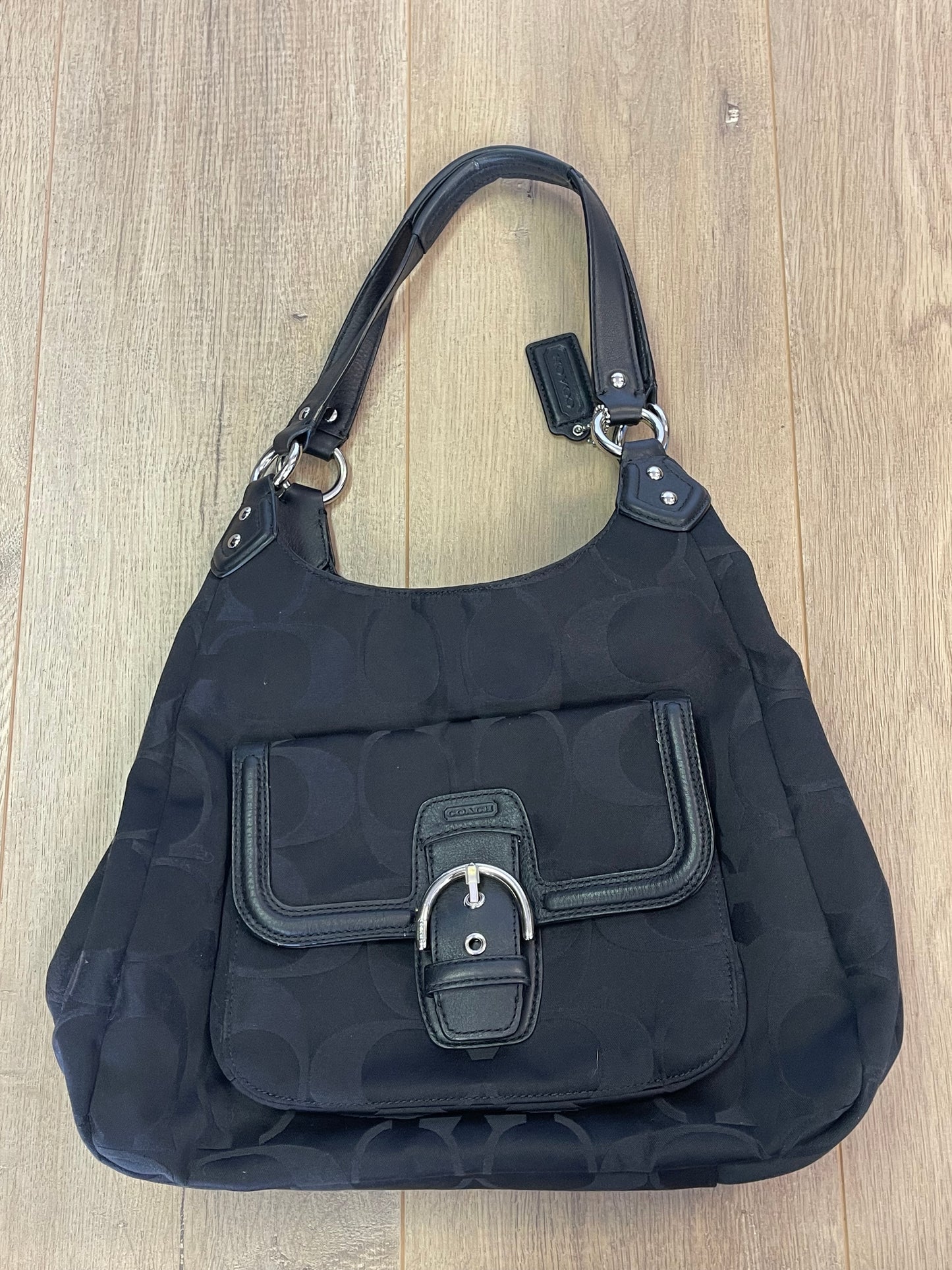 COACH Signature Campbell Black Satin Hobo Bag – Effortless Elegance