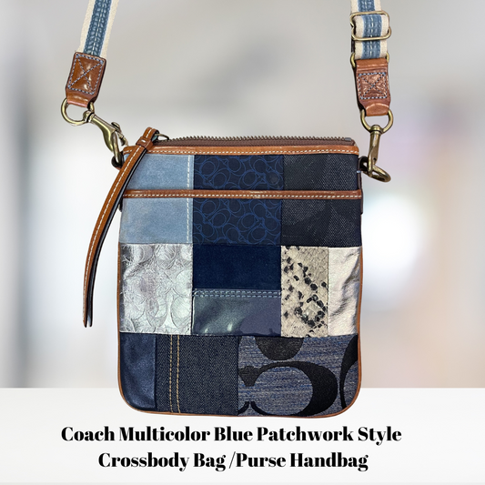 Vintage COACH Mixed-Pattern Denim Crossbody bag