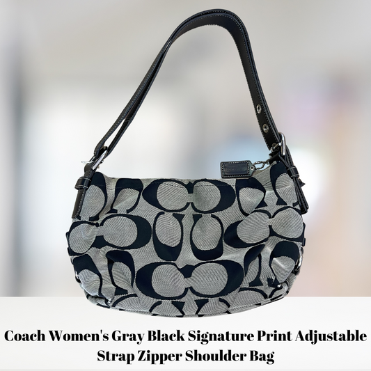 COACH Black and Grey Signature Shoulder Bag – Classic and Versatile