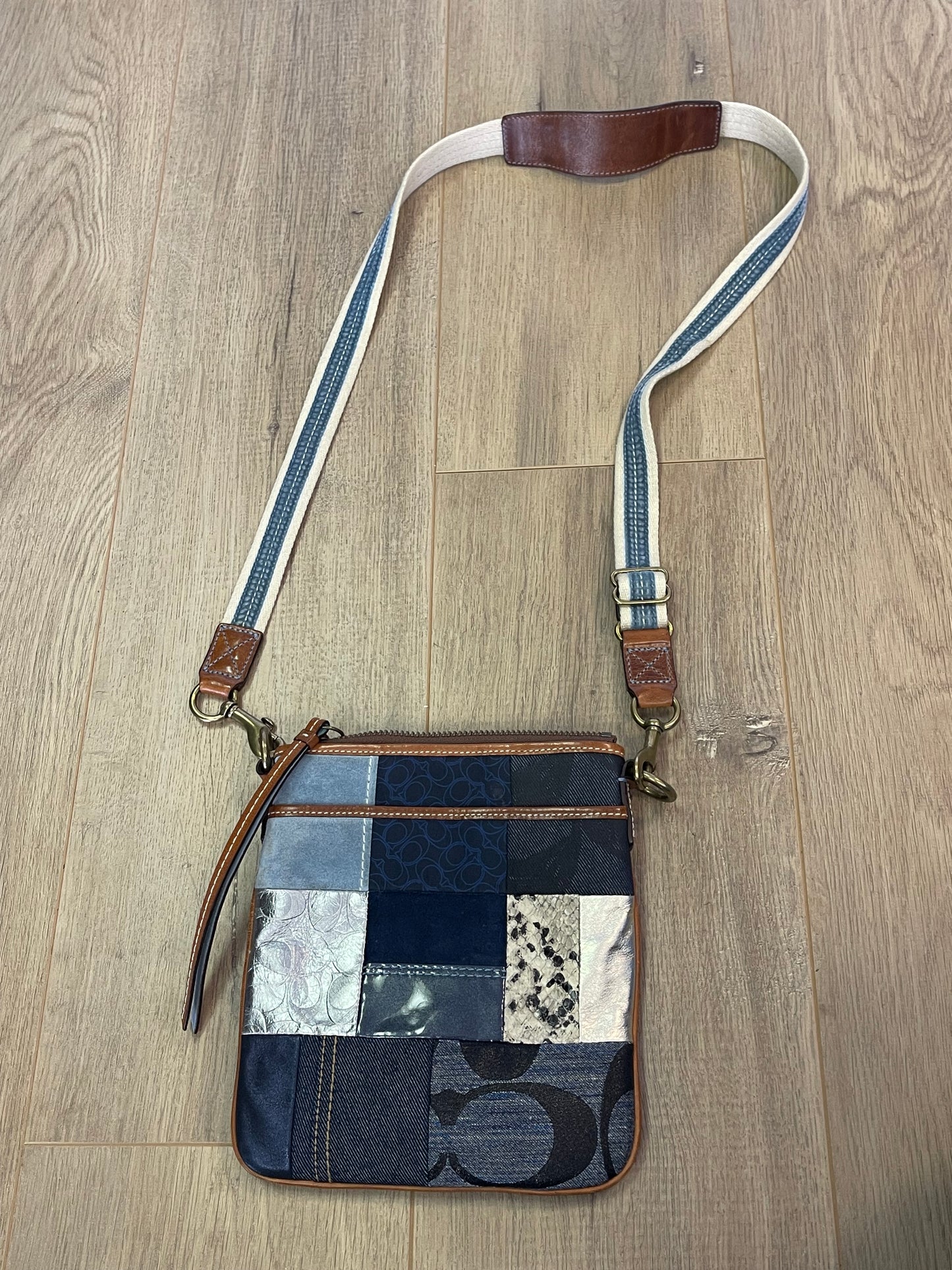 Vintage COACH Mixed-Pattern Denim Crossbody bag