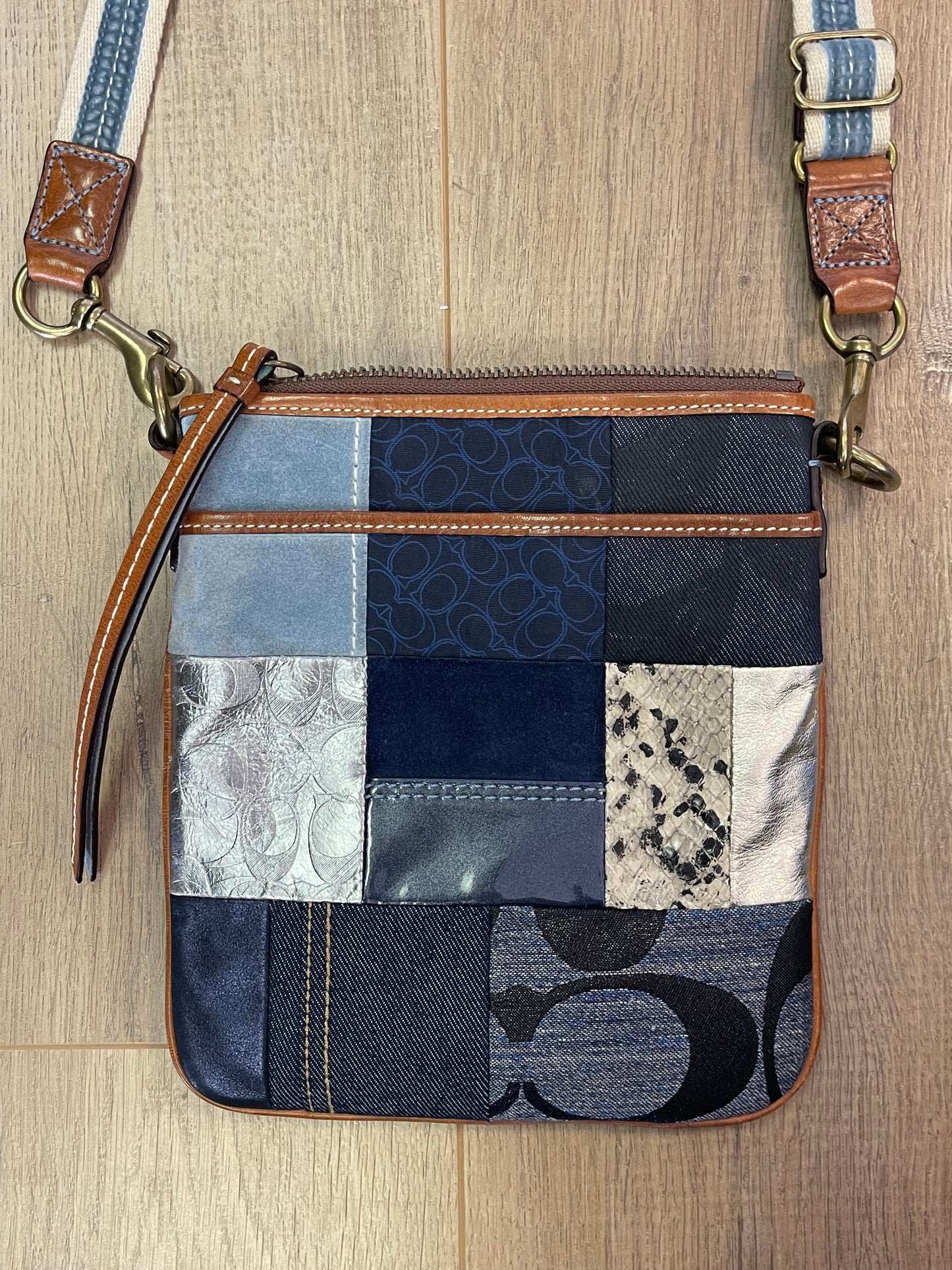 Vintage COACH Mixed-Pattern Denim Crossbody bag